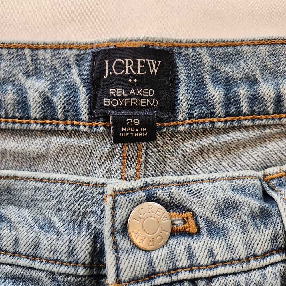 J.Crew Relaxed Boyfriend Jeans Womens 29 Light Wash Distressed High Rise Denim - Picture 4 of 9